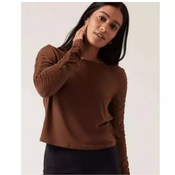 Athleta All Around Ruched Top Mahogany Brown Plus Size XS - Picture 5 of 5